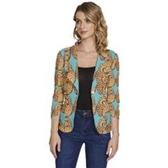 Owl Bird Pattern Women s One-button 3/4 Sleeve Short Jacket by Vaneshop