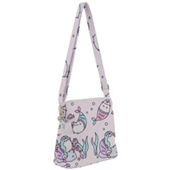 Cartoon Cat Cute Animal Design Drawing Illustration Kawaii Zipper Messenger Bag by Grandong