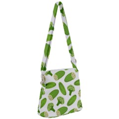 Vegetable Pattern With Composition Broccoli Zipper Messenger Bag by Grandong