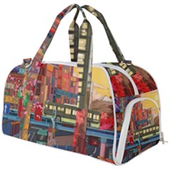 The City Style Bus Fantasy Architecture Art Burner Gym Duffel Bag by Grandong