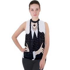 Wednesday Addams Mock Neck Chiffon Sleeveless Top