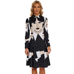 Wednesday Addams Long Sleeve Shirt Collar A-line Dress