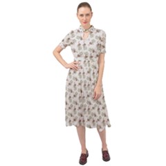 Warm Blossom Harmony Floral Pattern Keyhole Neckline Chiffon Dress by dflcprintsclothing