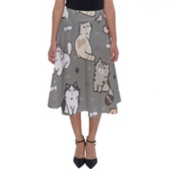 Cute Cat Pattern Cartoon Perfect Length Midi Skirt by Cowasu