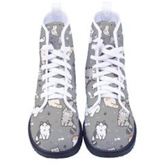 Cute Cat Pattern Cartoon Men s High-top Canvas Sneakers by Cowasu