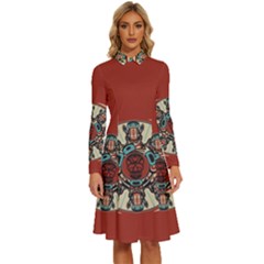 Skull Grateful Dead Phone Gratefuldead Long Sleeve Shirt Collar A-line Dress by Cowasu