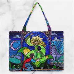 Beauty Stained Glass Rose Zipper Medium Tote Bag by Cowasu