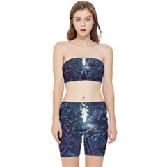 Horror Psychedelic Art Stretch Shorts And Tube Top Set by Cowasu