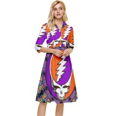 Gratefuldead Grateful Dead Pattern Classy Knee Length Dress by Cowasu