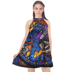 The Game Monster Stained Glass Halter Neckline Chiffon Dress  by Cowasu