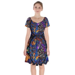 The Game Monster Stained Glass Short Sleeve Bardot Dress by Cowasu