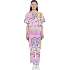 Unicorn Stitch Batwing Lightweight Chiffon Jumpsuit by Bangk1t