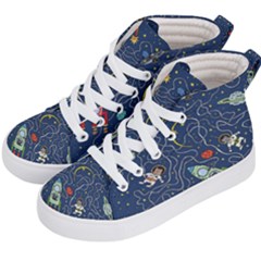 Cat Cosmos Cosmonaut Rocket Kids  Hi-top Skate Sneakers by Cowasu