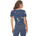 Cat Cosmos Cosmonaut Rocket Twist Front Crop Top View4