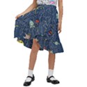 Cat Cosmos Cosmonaut Rocket Kids  Ruffle Flared Wrap Midi Skirt View1