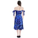 Blue Roses Flowers Plant Romance Blossom Bloom Nature Flora Petals Shoulder Tie Bardot Midi Dress View2