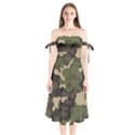 Texture Military Camouflage Repeats Seamless Army Green Hunting Shoulder Tie Bardot Midi Dress View1