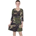 Texture Military Camouflage Repeats Seamless Army Green Hunting Quarter Sleeve Ruffle Waist Dress View1