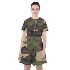 Texture Military Camouflage Repeats Seamless Army Green Hunting Sailor Dress by Cowasu