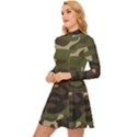 Texture Military Camouflage Repeats Seamless Army Green Hunting Long Sleeve Velour Longline Dress View2