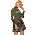 Texture Military Camouflage Repeats Seamless Army Green Hunting Long Sleeve Velour Longline Dress View3