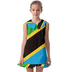 Flag Of Tanzania Kids  Pilgrim Collar Ruffle Hem Dress by Amaryn4rt