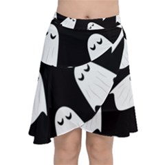 Ghost Halloween Pattern Chiffon Wrap Front Skirt