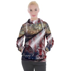 Independence Day Background Abstract Grunge American Flag Women s Hooded Pullover