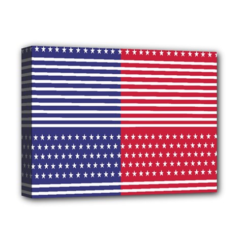 American Flag Patriot Red White Deluxe Canvas 16  X 12  (stretched)  by Celenk