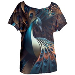 Colorful Peacock Bird Feathers Women s Oversized Tee by Vaneshop