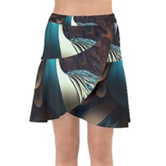 Colorful Peacock Bird Feathers Wrap Front Skirt by Vaneshop