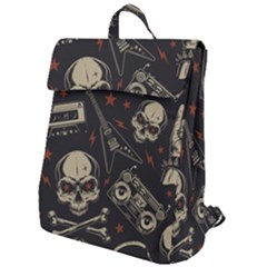 Grunge Seamless Pattern With Skulls Flap Top Backpack by Amaryn4rt