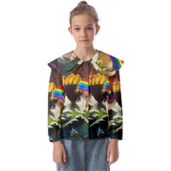 Rainbow Color Kids  Peter Pan Collar Blouse by uniart180623