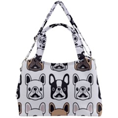 Dog-french-bulldog-seamless-pattern-face-head Double Compartment Shoulder Bag by uniart180623