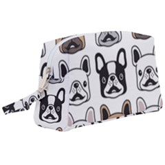 Dog-french-bulldog-seamless-pattern-face-head Wristlet Pouch Bag (large) by uniart180623