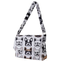 Dog-french-bulldog-seamless-pattern-face-head Full Print Messenger Bag (l) by uniart180623