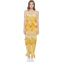 Cheese-slices-seamless-pattern-cartoon-style Sleeveless Tie Ankle Chiffon Jumpsuit by uniart180623