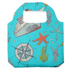 Colored-sketched-sea-elements-pattern-background-sea-life-animals-illustration Premium Foldable Grocery Recycle Bag by uniart180623