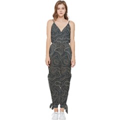 Damask-seamless-pattern Sleeveless Tie Ankle Chiffon Jumpsuit by uniart180623