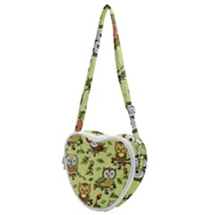 Seamless-pattern-with-flowers-owls Heart Shoulder Bag by uniart180623