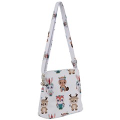 Cute-cartoon-boho-animals-seamless-pattern Zipper Messenger Bag by uniart180623