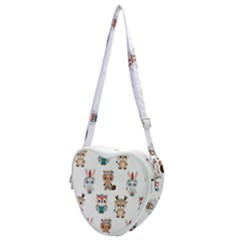 Cute-cartoon-boho-animals-seamless-pattern Heart Shoulder Bag by uniart180623