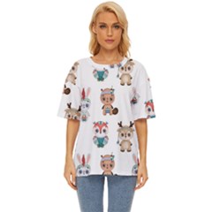 Cute-cartoon-boho-animals-seamless-pattern Oversized Basic Tee by uniart180623