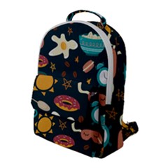 Seamless-pattern-with-breakfast-symbols-morning-coffee Flap Pocket Backpack (large) by uniart180623