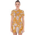 Vector-honey-element-doodle-seamless-pattern-with-beehive-beeke Drop Hem Mini Chiffon Dress View1