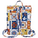 Mexican-talavera-pattern-ceramic-tiles-with-flower-leaves-bird-ornaments-traditional-majolica-style- Flap Top Backpack View3