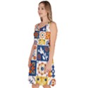 Mexican-talavera-pattern-ceramic-tiles-with-flower-leaves-bird-ornaments-traditional-majolica-style- Knee Length Skater Dress With Pockets View2