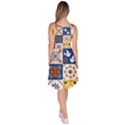 Mexican-talavera-pattern-ceramic-tiles-with-flower-leaves-bird-ornaments-traditional-majolica-style- Knee Length Skater Dress With Pockets View4