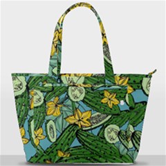 Seamless-pattern-with-cucumber-slice-flower-colorful-hand-drawn-background-with-vegetables-wallpaper Back Pocket Shoulder Bag  by uniart180623