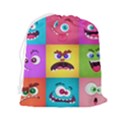 Monsters-emotions-scary-faces-masks-with-mouth-eyes-aliens-monsters-emoticon-set Drawstring Pouch (2XL) View2